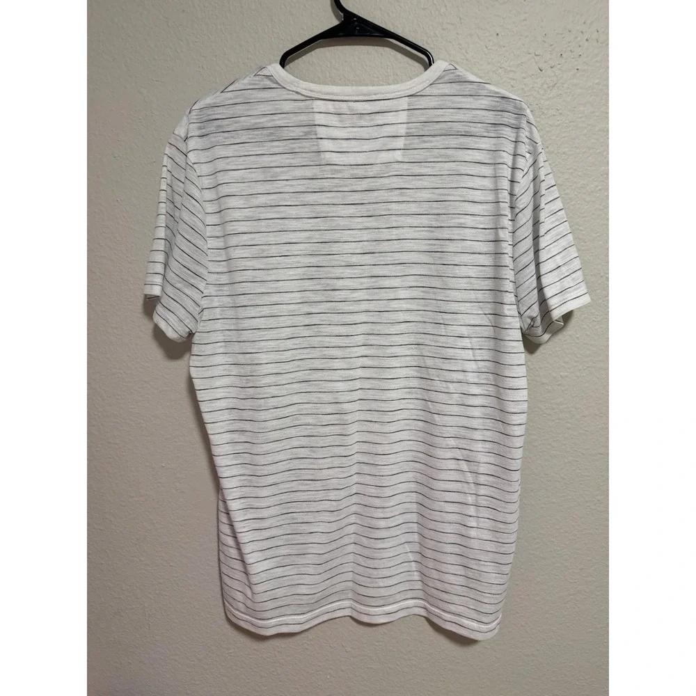 Banana Republic Vintage Tee Mens Large White Navy Striped Linen Pocket T-Shirt
